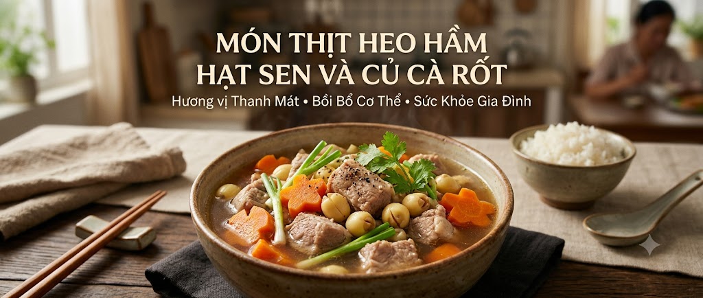 M&oacute;n Thịt Heo Hầm Hạt Sen C&agrave; Rốt